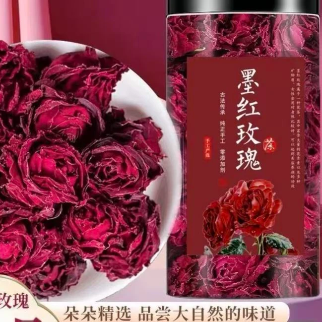 烘干墨红玫瑰罐装适合女生喝的玫瑰花茶无硫熏新鲜干货玫瑰花冠