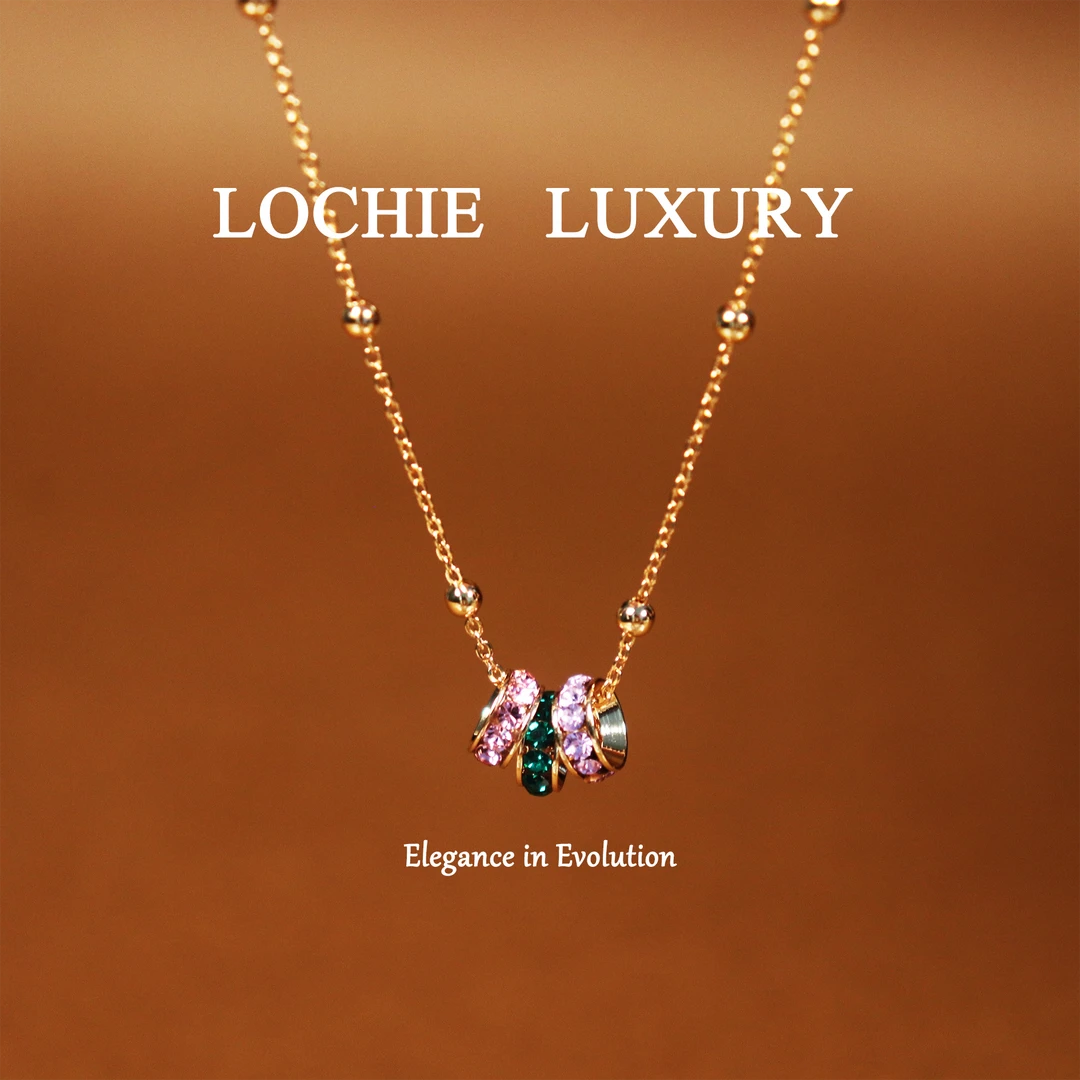 L041【春和景明】法式经典时尚百搭彩色圈圈吊坠项链