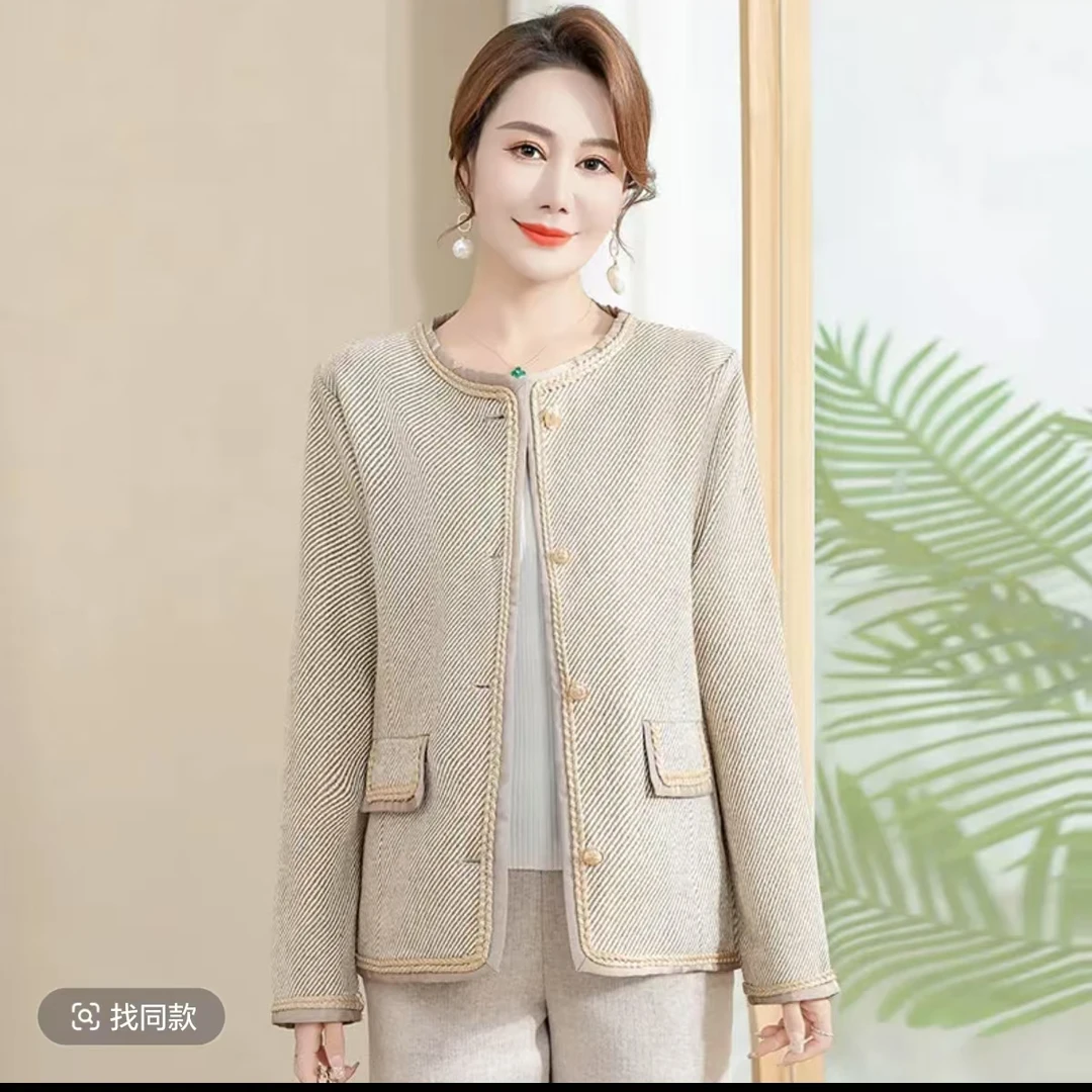 8499-H洋气妈妈短款外套香风新款气质中老年女装上衣新仓库5-1-4