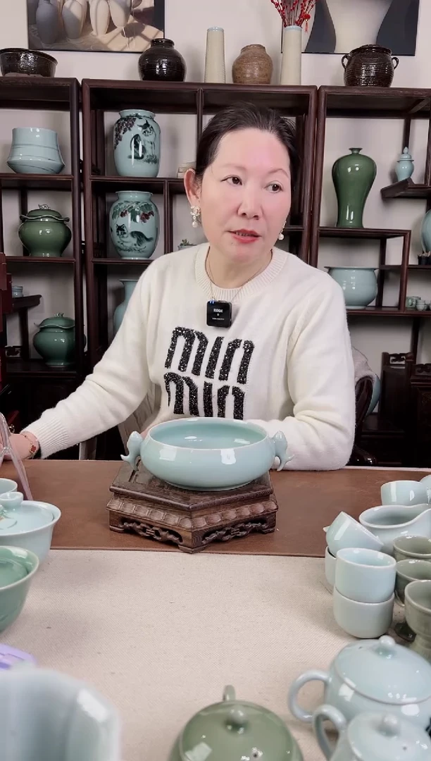 【闪购商品】杯纯手工 粉青 双鱼耳洗B