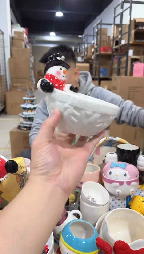 瓷片原盒雪人碗