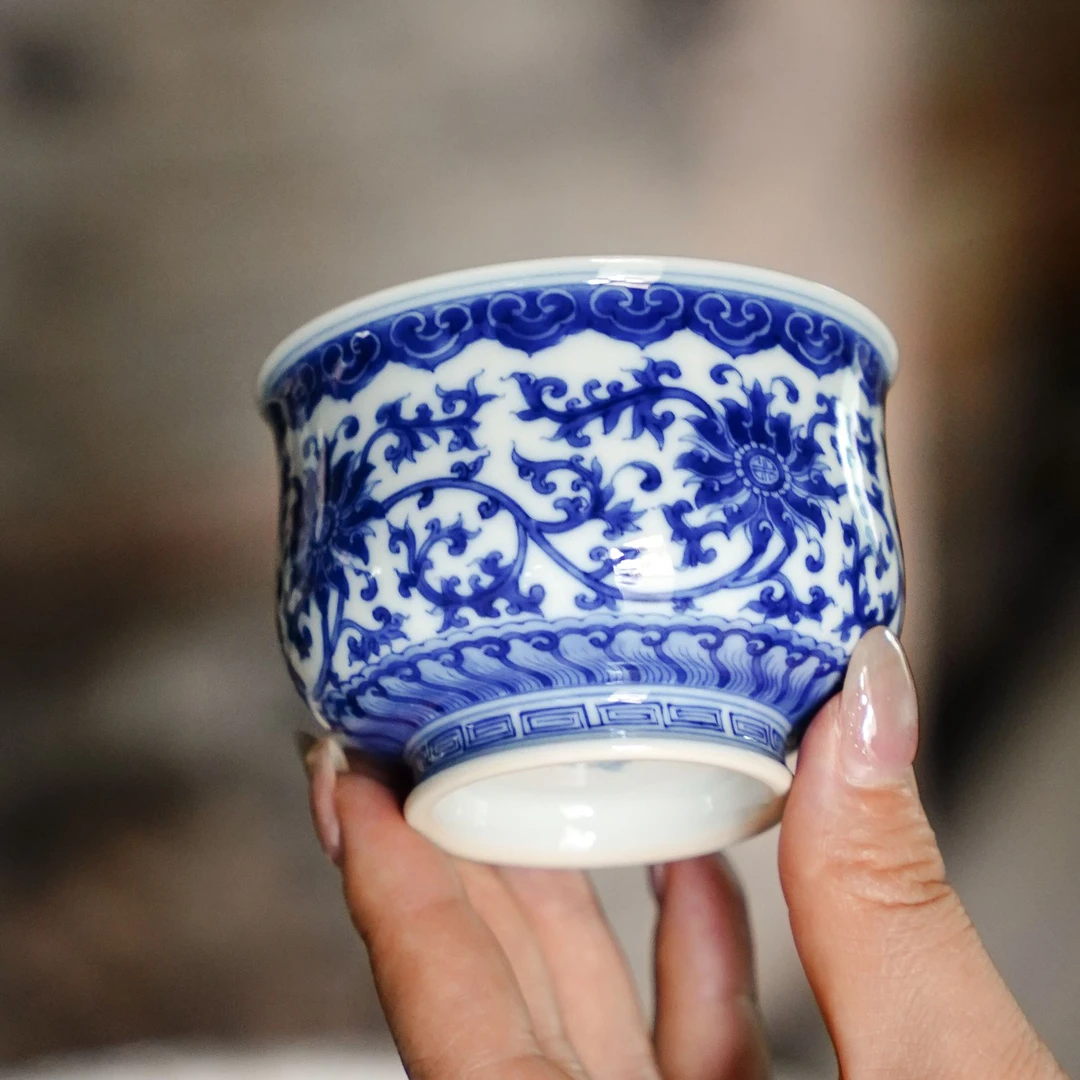 刘建锋窑   缠枝莲金刚莲炉式 手绘陶瓷 泡茶杯专用