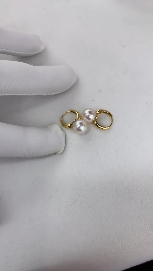 【闪购商品】海水珍珠耳饰18K金镶嵌耳扣8.5-9