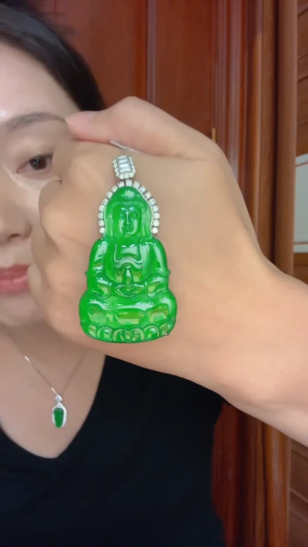 吊坠(不含链)银S925镶嵌翡翠吊坠