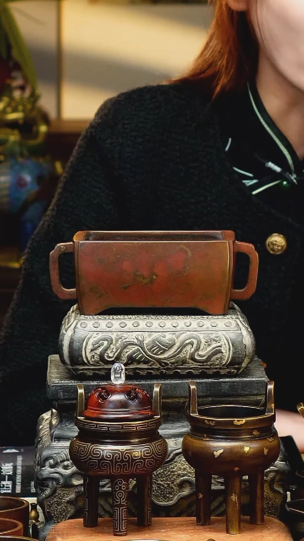 k****r炉天下大红袍如意耳炉