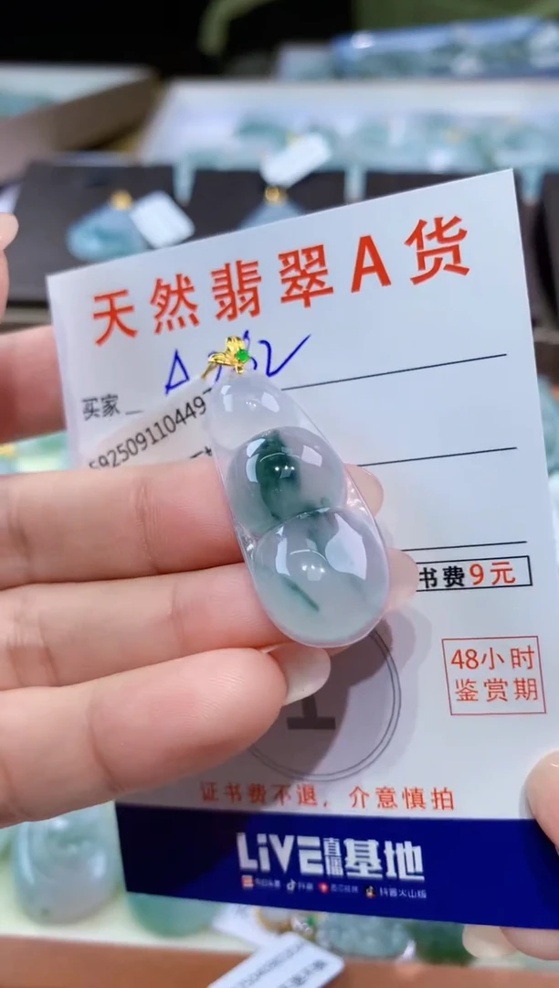 颈饰18K金镶嵌翡翠天然翡翠A货挂件