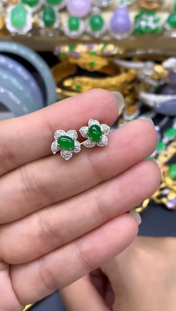18K金镶嵌翡翠耳饰303-中国好珍宝