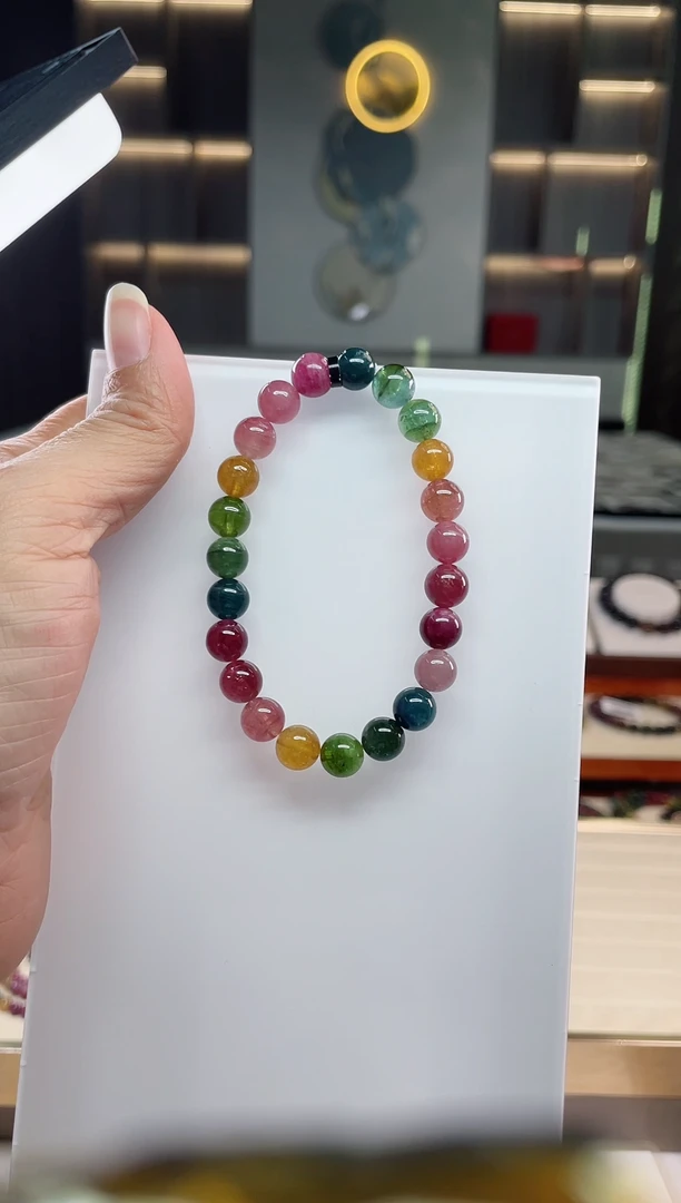 未镶嵌老矿碧玺单圈手串8mm+碧玺（多样性发一条）Q