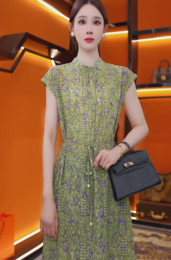 YM8801清月水墨2025新款连衣裙新中式中长款宽松裙子夏季正品显瘦