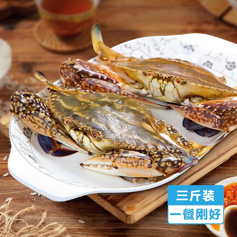 鲜活海蟹3只450-550g/份蟹同城配送海鲜