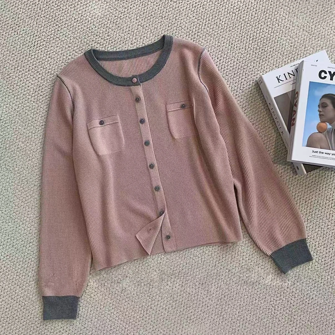 B 门店42&9！可穿三季！慵懒休闲风/德囯机织小香风针织外套女T4467