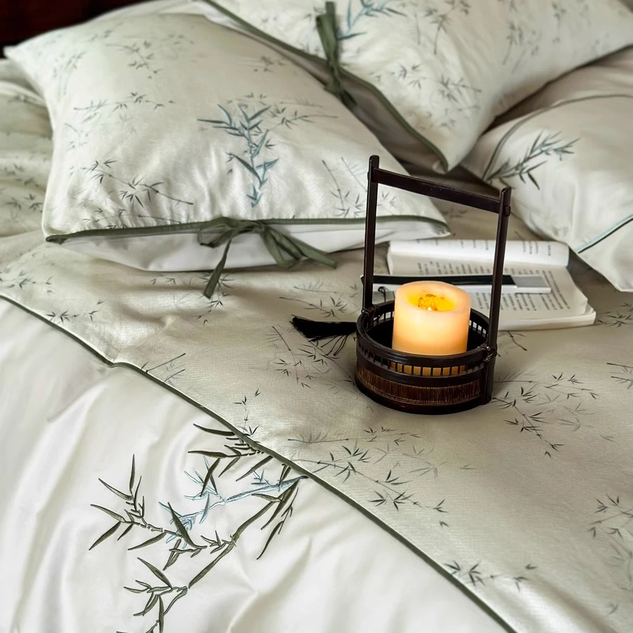 罗兰家纺纯棉床上四件套新中式长绒棉床单提花全棉被套春秋季床品