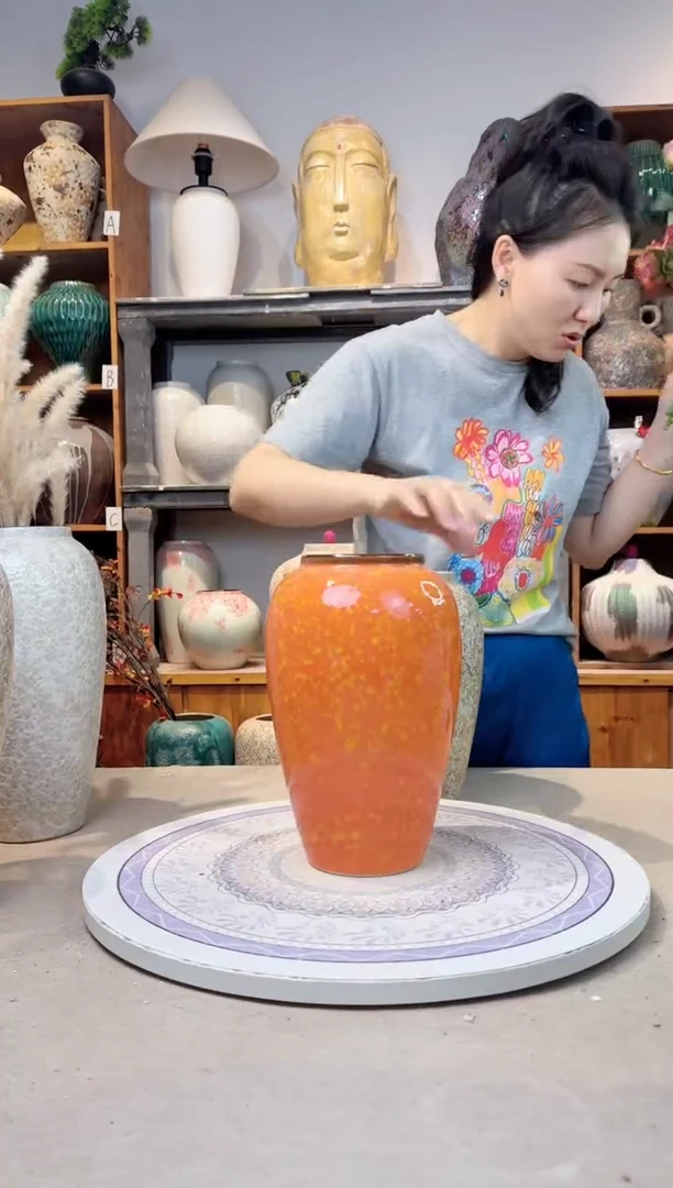 瓶陶瓷花瓶  爱马仕橙  中号  正品