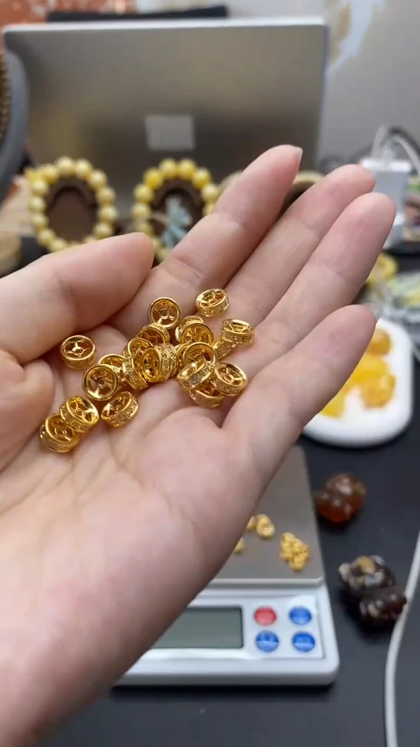 琥珀18K金镶嵌珠宝奇石的配饰多样性发其一默认有瑕2076