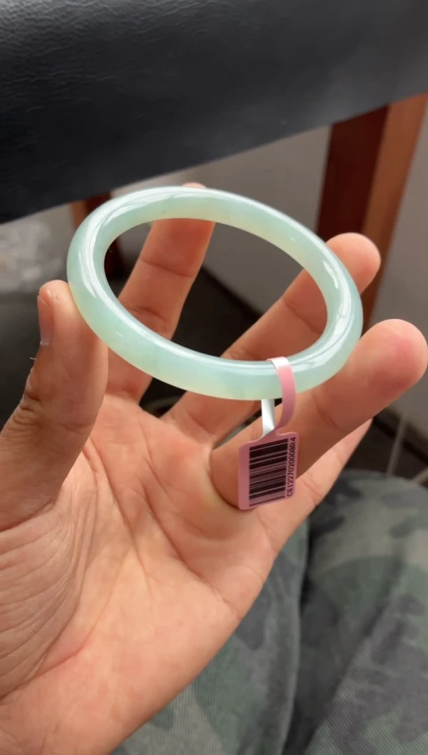 未镶嵌手镯翡翠细腻冰胶透润 34号 圆条 54-55正圈