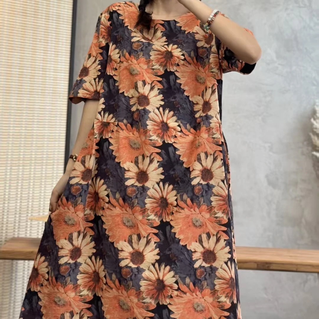 10981新款夏季优雅减龄宽松显瘦连衣裙QZ