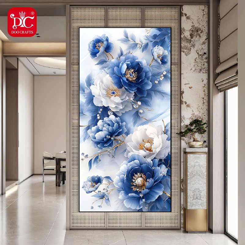 DC/蒂彩【蓝韵(2.8树脂钻)】花开富贵手工DIY钻石画挂卧室客厅装饰