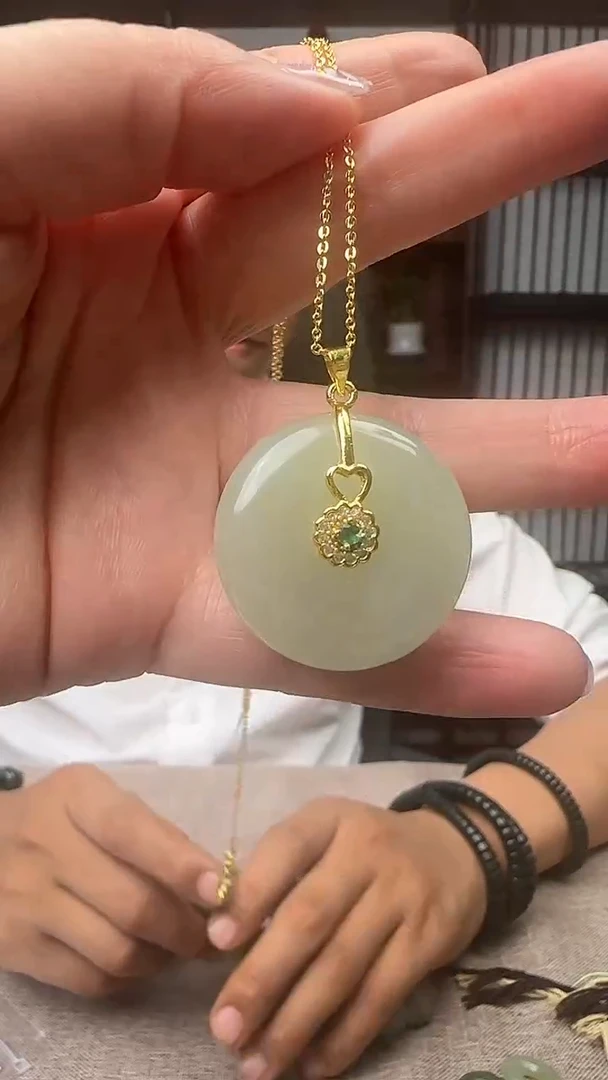 和田玉未镶嵌颈饰和田玉平安扣30cm