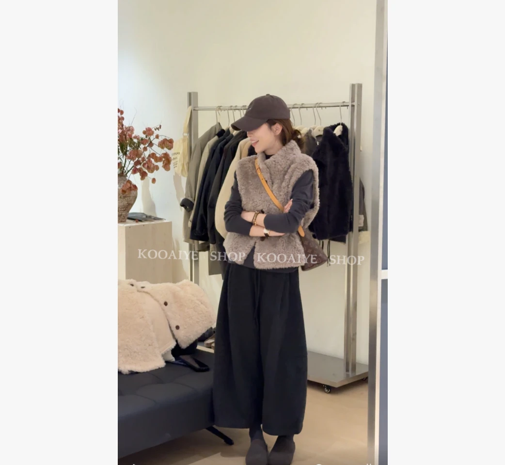 【欧尼马甲】冬季新款韩系显瘦时尚休闲羊毛马甲外套（不能机洗）