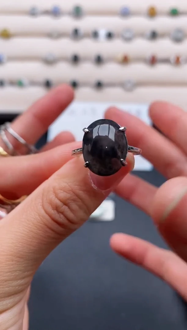 银S925镶嵌戒指翡翠77777777+4