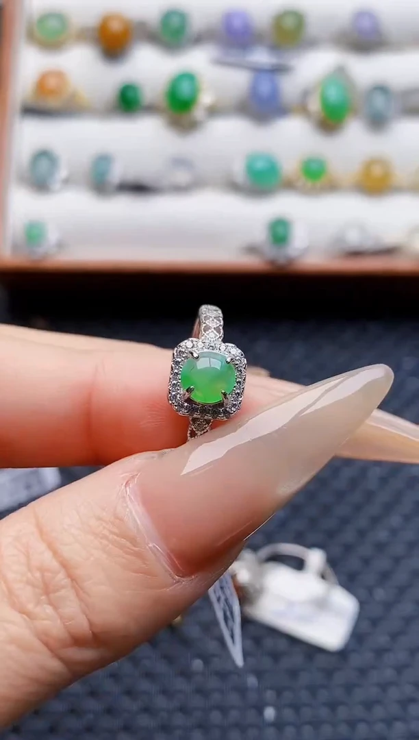 银S925镶嵌戒指翡翠3831