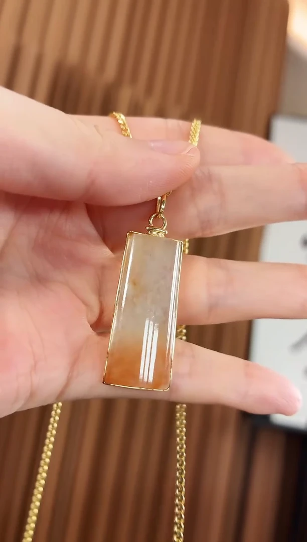 吊坠(不含链)18K金镶嵌翡翠吊坠