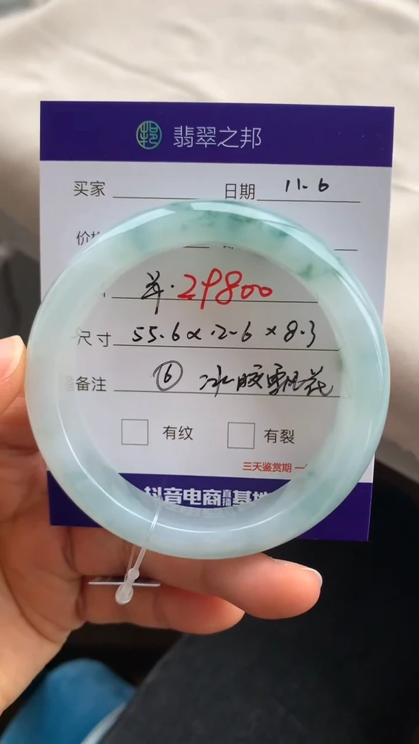 未镶嵌手镯翡翠6号55圈口冰胶飘花