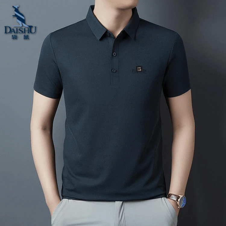 夏季男士短袖t恤中年爸爸凉感翻领POLO衫商务上衣服