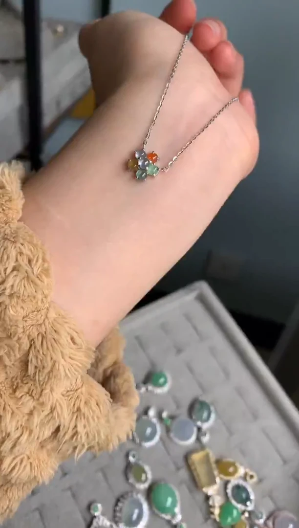 银S925镶嵌戒指翡翠项链1