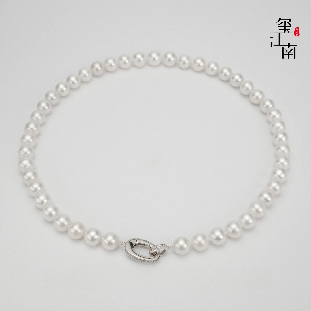 高端冷白玫瑰｜淡水无核白珍珠项链大点位S925银8.3～9.3mm FX0255