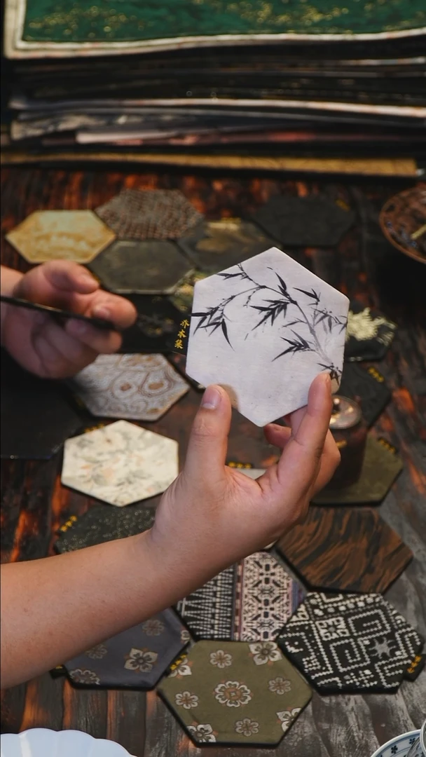 乔木手作  墨竹  杯垫