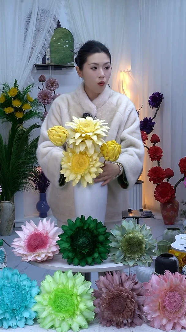 永生洋蓟黄色4头【吸色不均】8694