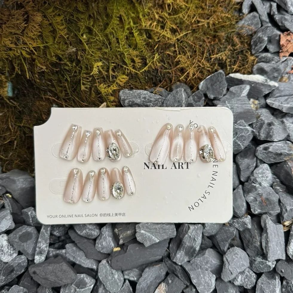 【如烟】法式猫眼虾线设计款 纯手工穿戴甲