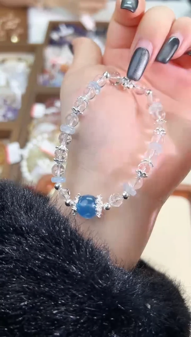 【闪购商品】水晶手链未镶嵌海蓝宝L031天然默认微瑕  多样性发货