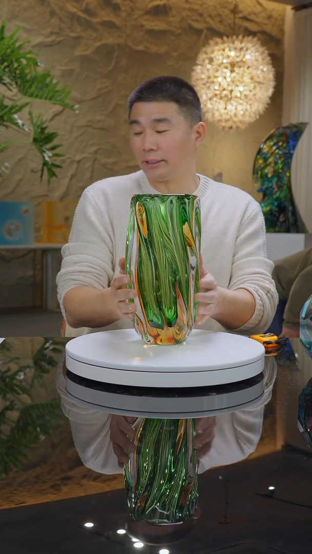 【闪购商品】摆件福利琥珀绿花瓶大号