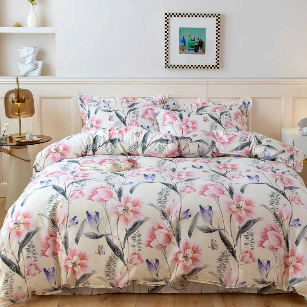 【1.8被套】加密斜纹面料山茶花开180×220柔软亲肤四季通用