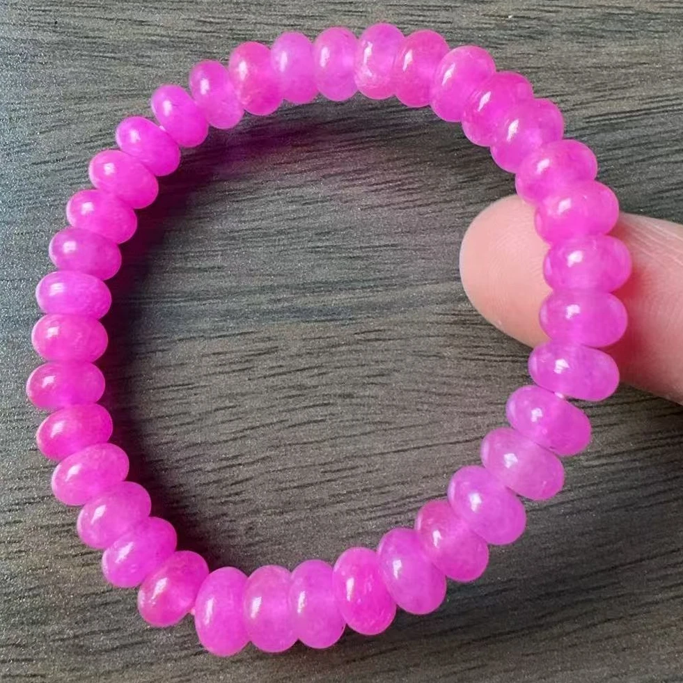 南非料-玉化粉樱花算盘珠手链经典时尚串珠链