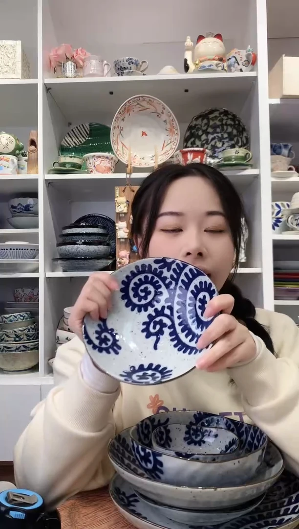 陶瓷【到手两支】章鱼唐草小深盘17cm