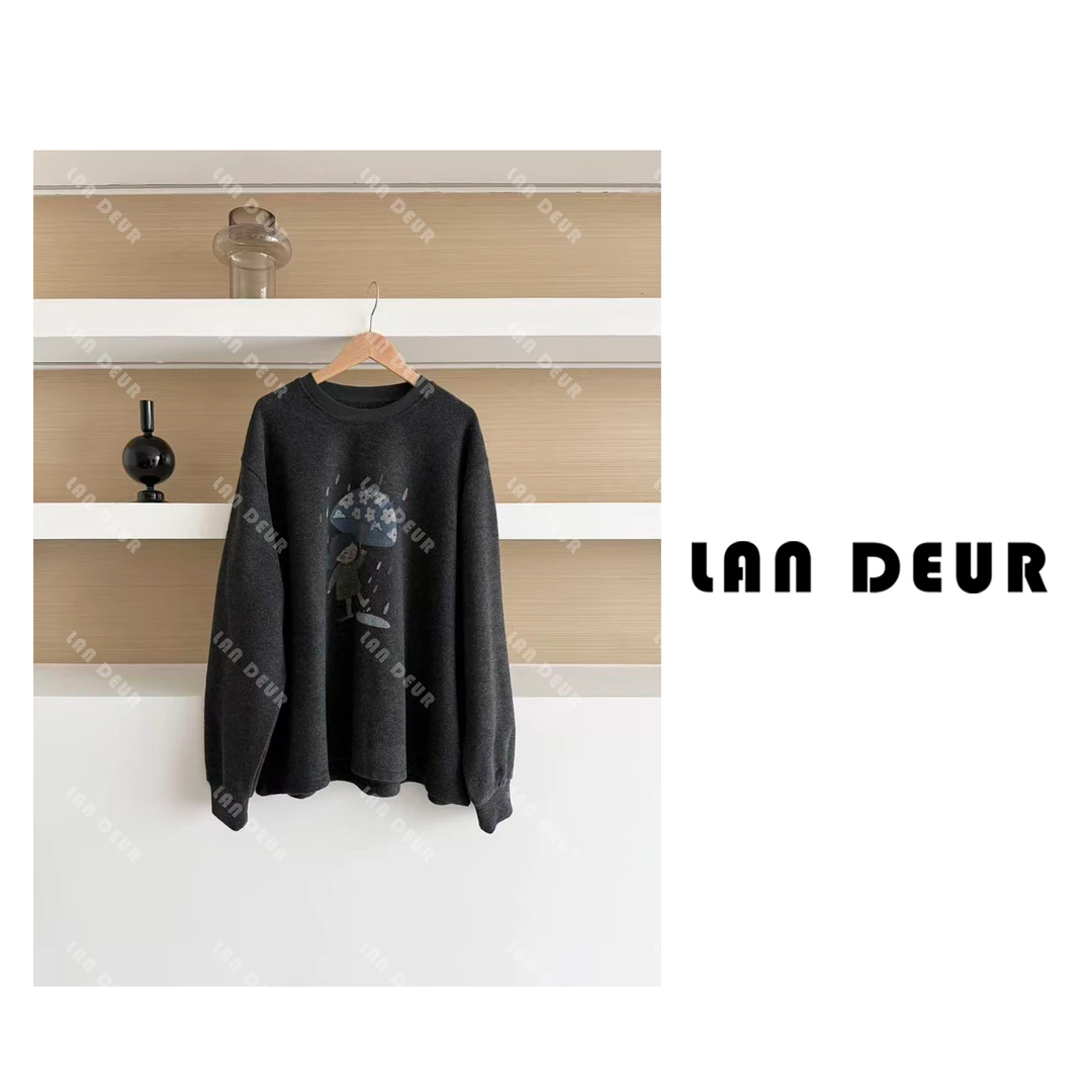 JIUJIU【果味气泡水】时尚百搭简约宽松圆领印花长袖T恤上衣女