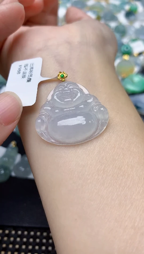 颈饰18K金镶嵌翡翠天然缅甸A货翡翠