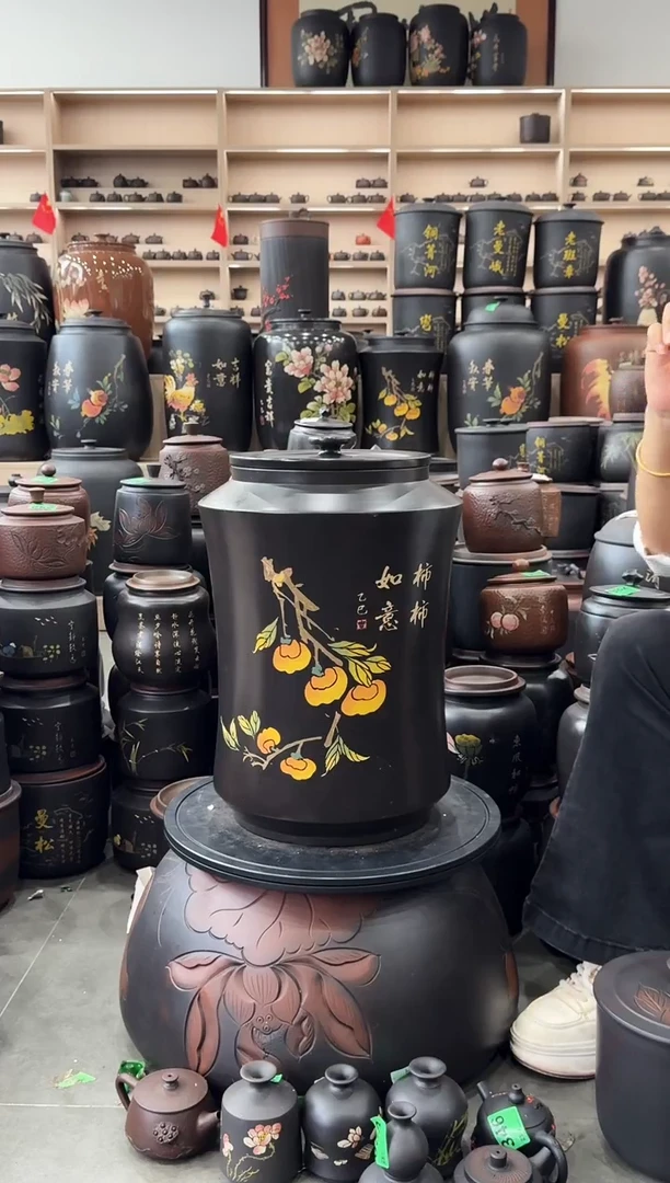 罐瑕疵茶缸高44c 彩填  336