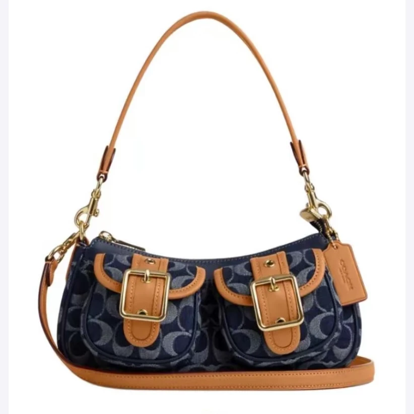 COACH/蔻驰Ashton25蓝色机车包 （25*7*10）