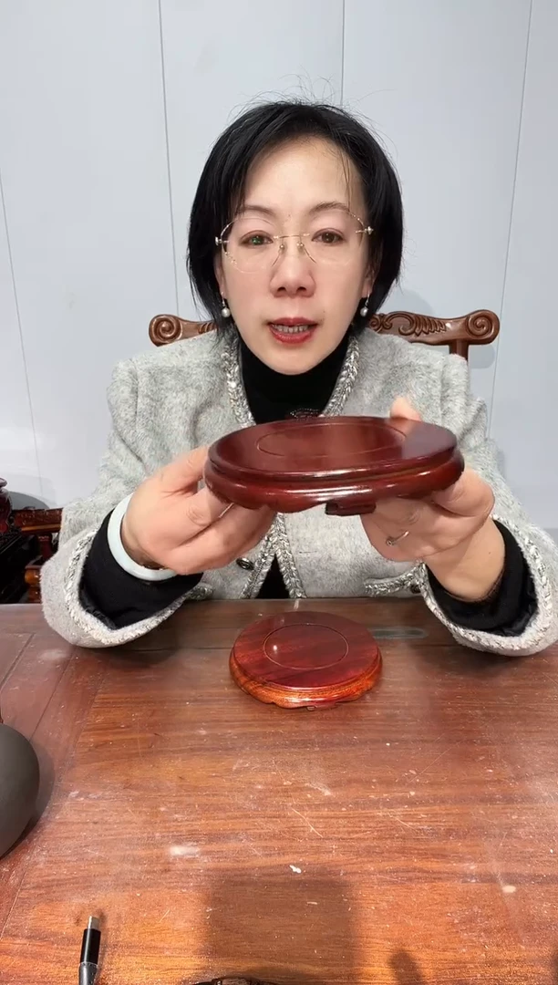 木非花整木红圆14*15*2.6一对  独圆