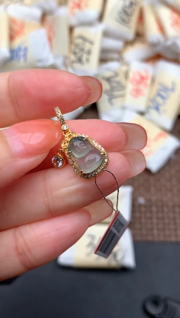 银S925镶嵌挂件翡翠一