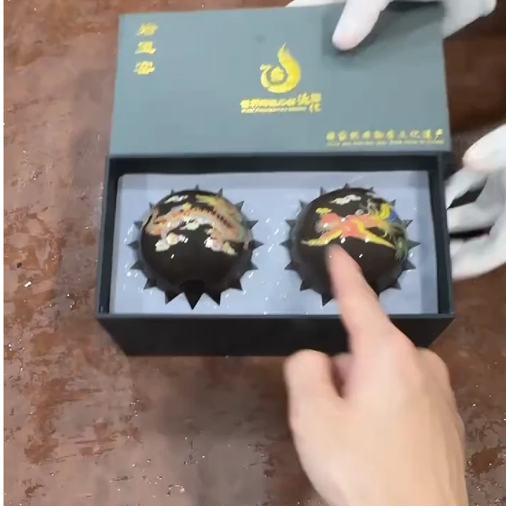 【闪购商品】黑泥紫砂变色龙凤呈祥两个装（无礼盒）