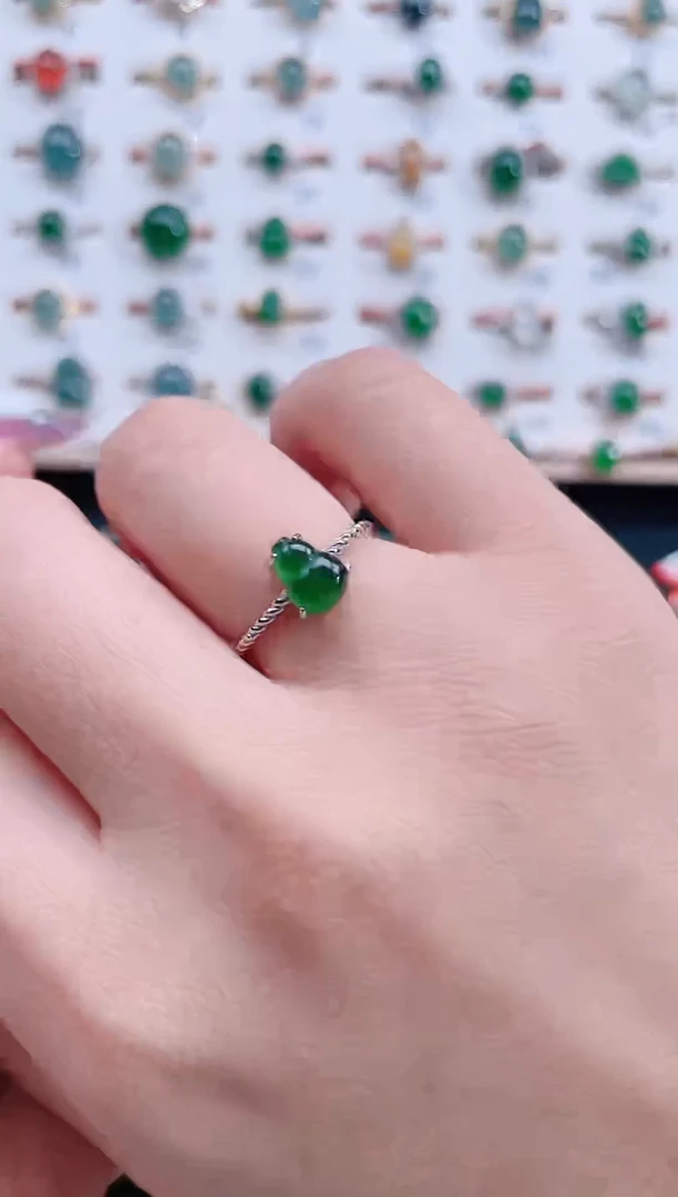 银S925镶嵌戒指翡翠天然翡翠