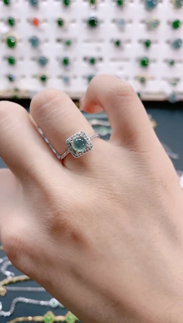 【闪购商品】翡翠戒指银S925镶嵌天然翡翠