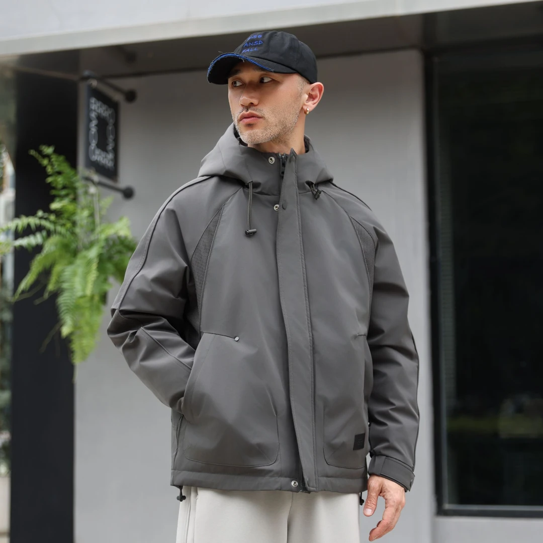 O.L.I.【设计师款连帽潮牌经典棉服】户外防风休闲宽松冲锋衣外套男