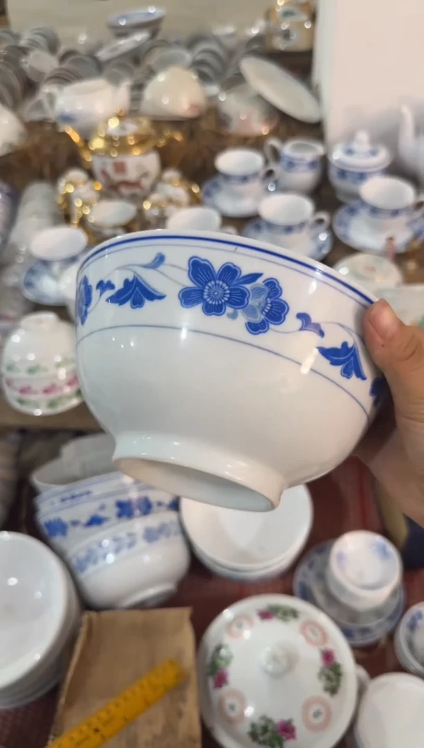 摆件蓝海棠碗17.5厘米有瑕请慎拍