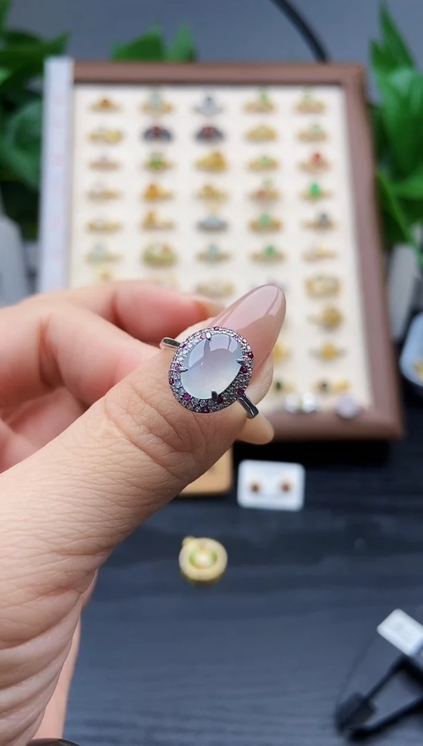 银S925镶嵌戒指翡翠12